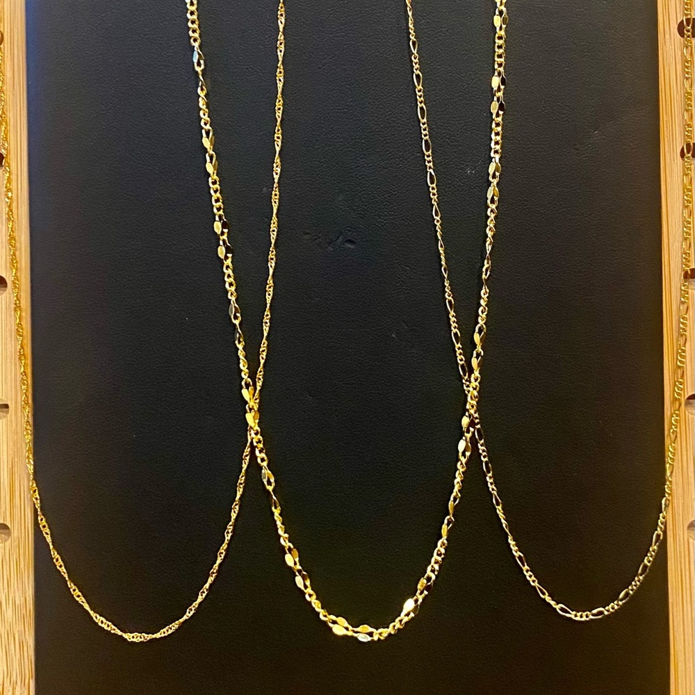 Gold Chain Necklaces Singapore, Figaro, Diamond Cut